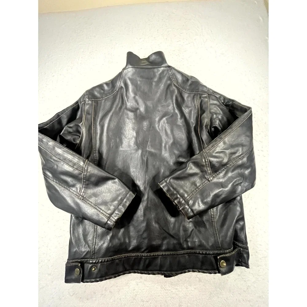 Hawke & Co Outfitter Faux Leather Jacket Youth 14/16 Brown Sherpa Lined Full Zip
